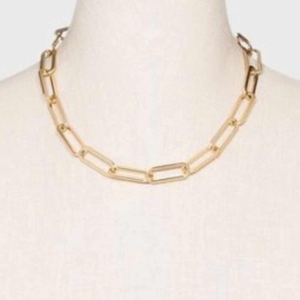 SUGARFIX BaubleBar Womens Gold Link Paperclip Chain Statement Fashion Necklace